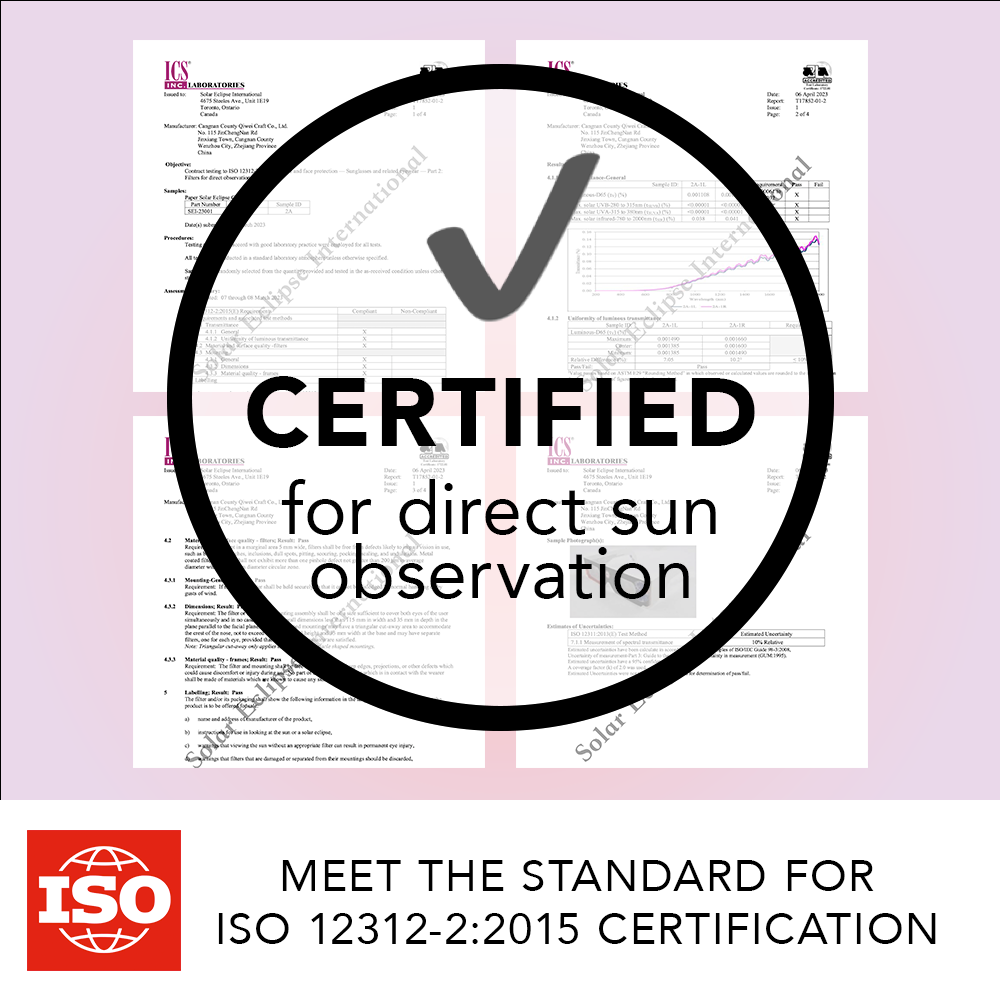 SEIC Plastic Solar Eclipse Glasses, CE and ISO Certified Eclipse Shade for Direct Sun Viewing (Pack of 6 Black)