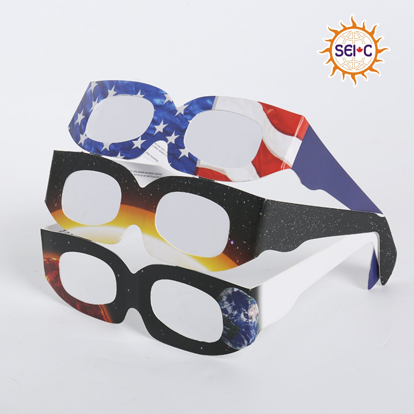 SEIC Paper Solar Eclipse Glasses, CE and ISO Certified Eclipse Shade for Direct Sun Viewing (Pack of 4)
