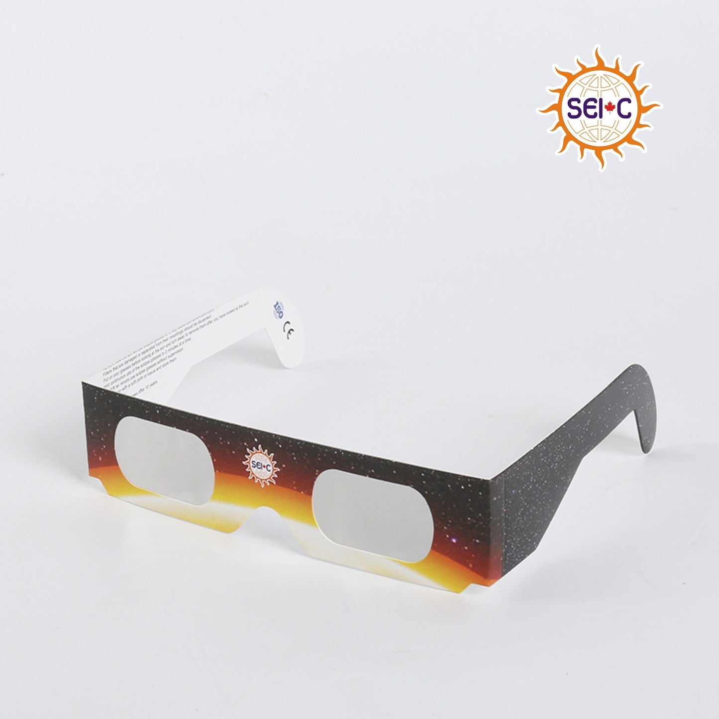 SEIC Paper Solar Eclipse Glasses, CE and ISO Certified Eclipse Shade for Direct Sun Viewing (Pack of 100 Unfolded) solar eclipse glasses Solar Eclipse International Pack of 100 Unfolded Black Light Orange 